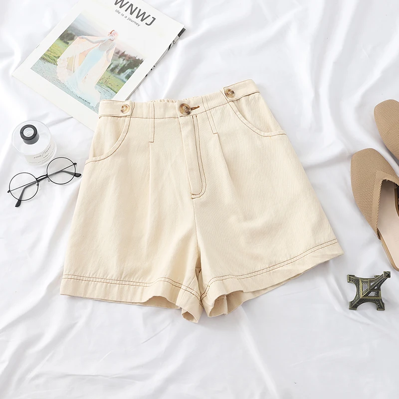 Шорты карго женские с широкими штанинами на пуговицах|Женские шорты| |