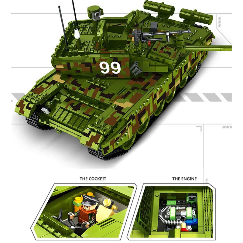 New 632002 1339pcs Military Series Type 99 Main Battle Tank Model Building Block set Bricks Toys For children Boy's Gift |