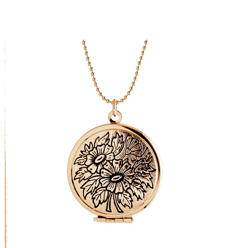 

New 3PCS/Lot Openable Vinage Silver Gold Ellipse Flower Floating Locket Necklace For Women Jewelry,Birthday Gift,MDNEN