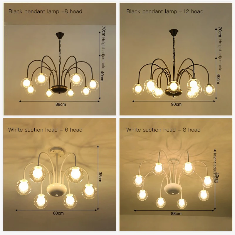 IKVVT G9 Modern Pendant Lights Loft Dining Room Living Glass Metal Ceiling Lamp Light Bedroom Study | Освещение