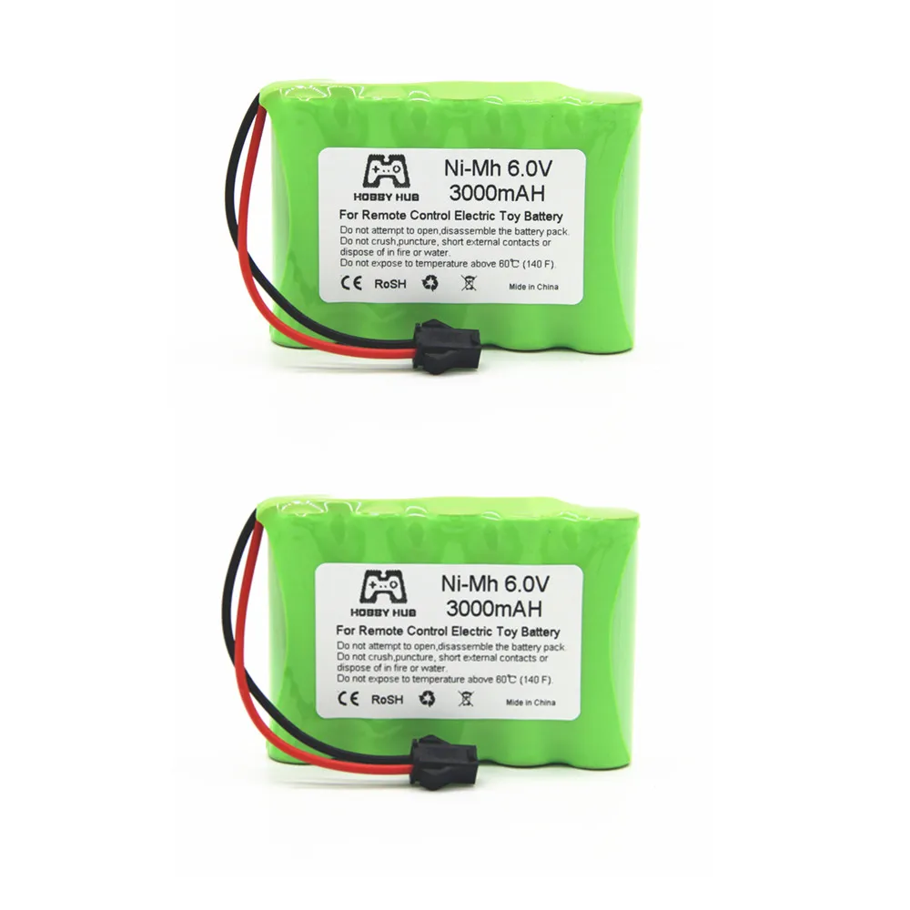 2PCS HOBBY HUB nimh 6V 3000mAH перезаряжаемая батарея для радиоуправляемых автомобилей, лодок, грузовиков, поездов 6,0 v 3000 mah AA пульт дистанционного управления, электрические игрушки, батарея - Цвет: 2PCS