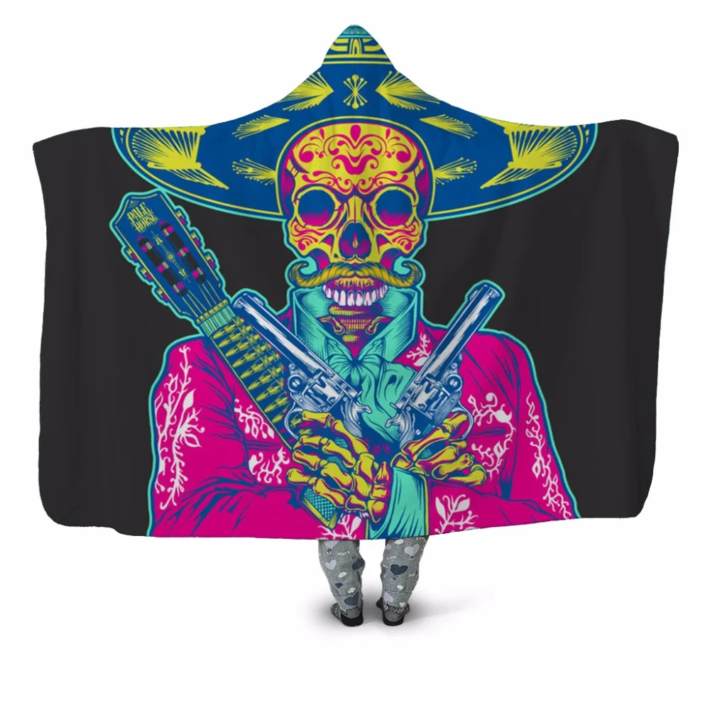 

Dead Musician Gunman 3D Printed Plush Hooded Blanket for Adult Children Warm Wearable Fleece Throw Blanket Home Office Washable