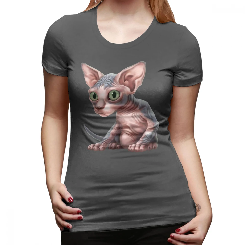 Футболка со сфинксом Cat-a-clism Sphynx Kitten, серая футболка с круглым вырезом, женская футболка с принтом Kawaii, короткий рукав, женская футболка большого размера