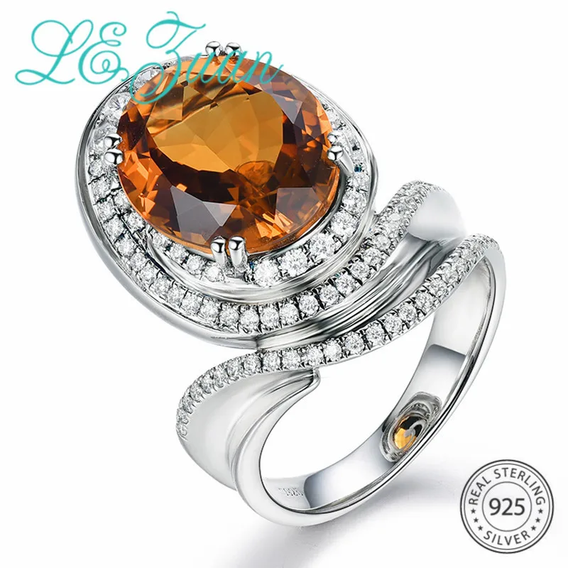 L& zuan, 925 пробы, серебряное, натуральное, 6.945ct, императорское, желтое, цитрин, зубчатое, Установочное кольцо для женщин, высший класс, драгоценный камень, коктейльное кольцо