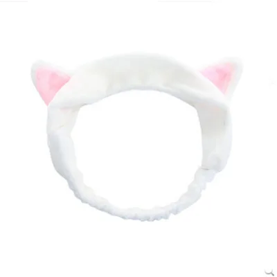 white Новинка, милые модные Мультяшные кошачьи уши для женщин и девушек, мягкая хлопковая повязка на голову, повязка на голову, вечерние головной убор для Хеллоуина, аксессуары для волос - Цвет: white