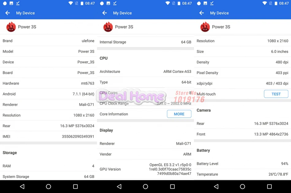Ulefone мощность 3 S 6," 18:9 полный экран MTK6763 Octa 6380 мАч 4 Гб 64 уход за кожей лица ID четыре камера Android 7,1 мобильный телефон