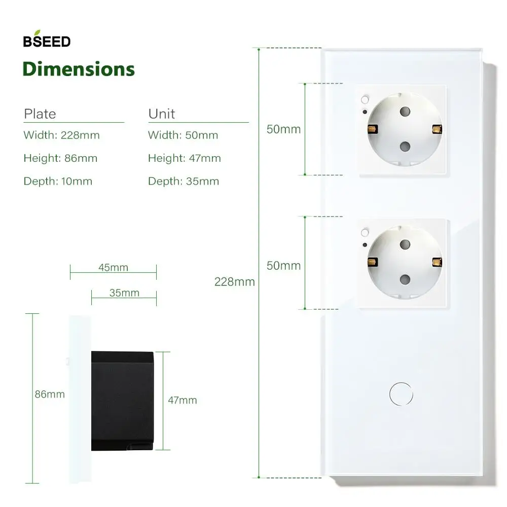 BSEED двойной WiFi ЕС розетки 2 банды переключатель с белый черный Gloden кристалл