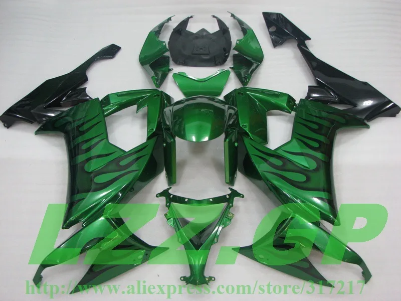 

Black flame Green Fairing parts FOR KAWASAKI NINJA ZX10R 08-09 ZX 10R 08 09 ZX-10R 08-09 ZX 10R 2008 2009 fairing #yyns11 LZZ.GP