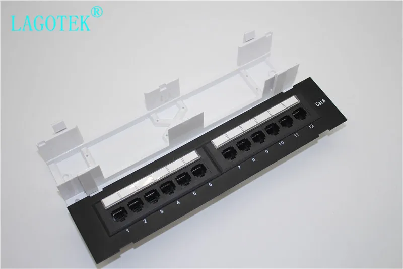 Сетевой 12 портовый CAT6 патч-панель RJ45 сетевой настенный кронштейн для монтажа в стойку Настенный монтаж