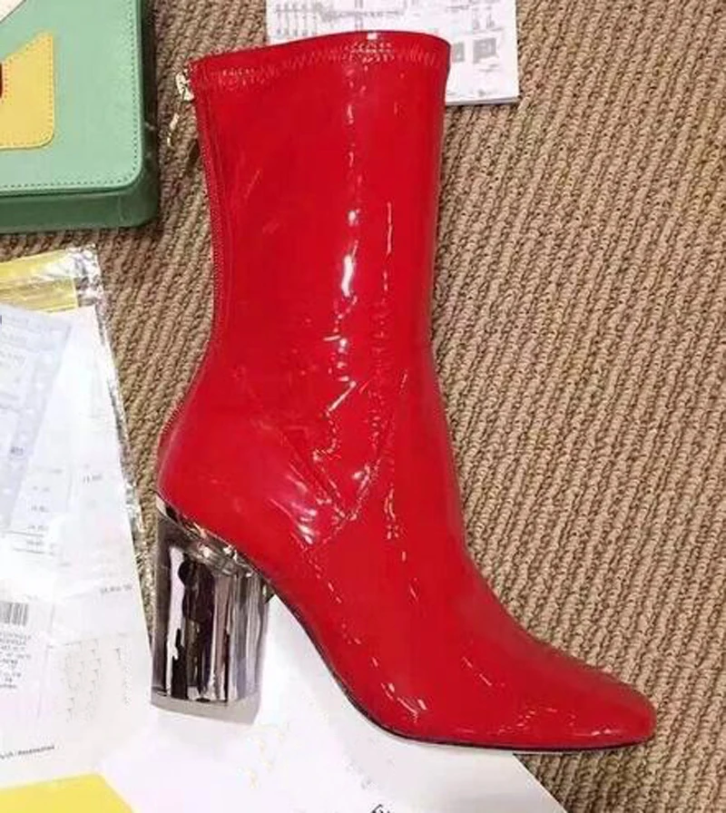 Новейшие Модные женские ботинки в западном стиле из ПВХ пластиковые ботильоны
