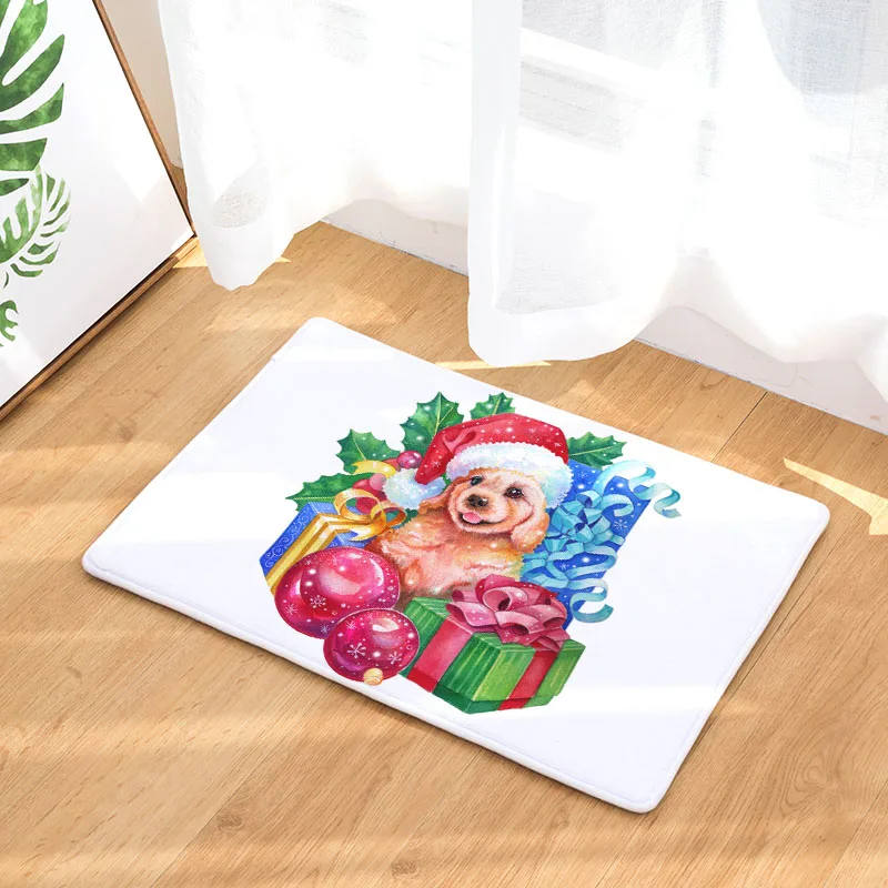 Comwarm Entrance Front Door Mat Non-Slip Animals Christmas Rugs Pengue Cat Puppy Decorative Leaves Yoga Floor Carpet For Kitchen | Дом и сад