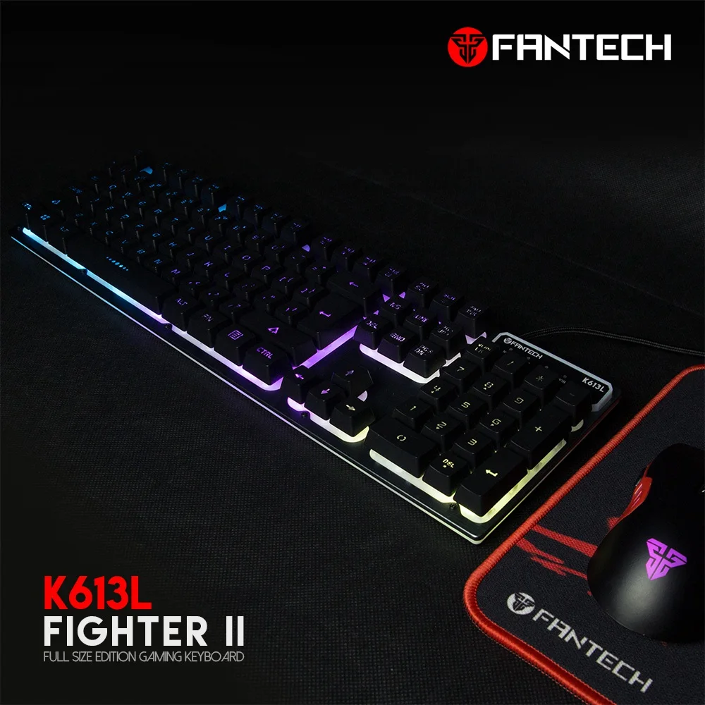 Fantech K613L Профессиональная Usb игровая клавиатура с подсветкой 104-Key Проводная игровая клавиатура