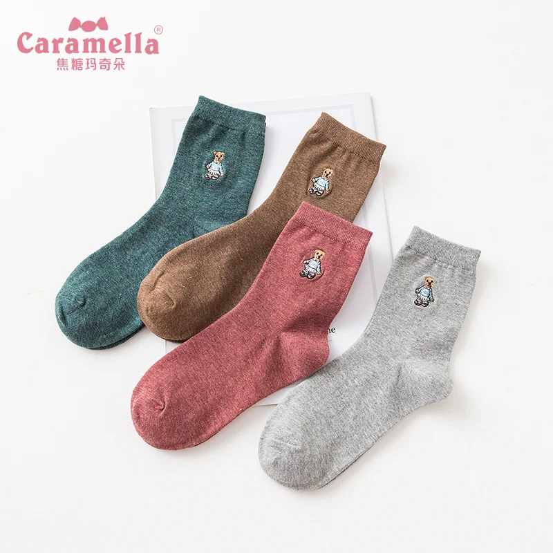 4 пары/Лот женские брендовые Мультяшные хлопковые длинные носки Harajuku милые