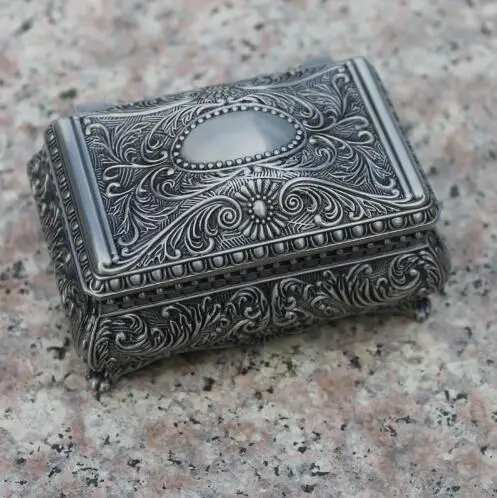 Изысканная старинная Серебряная фотошкатулка коробка для зубочисток цилиндр из