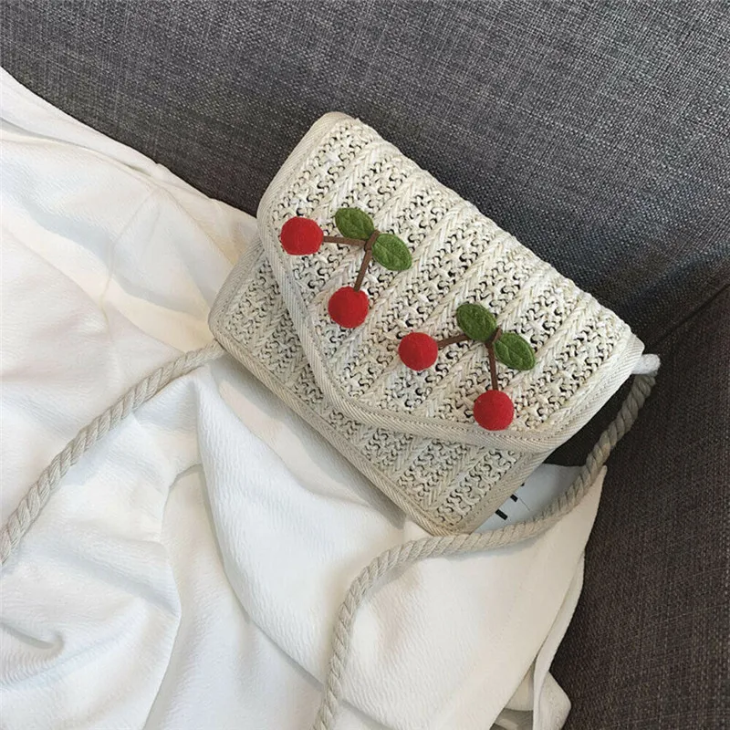 Женская Соломенная пляжная сумка Boho плетеная тканевая тоут с экзотическими