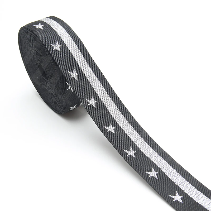 Высококачественная жаккардовая лента из полиэстера с серебряной линией 5