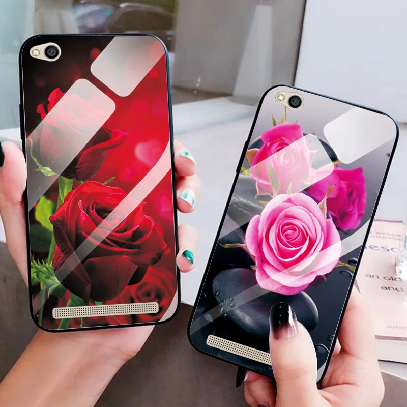 For Redmi 5A 6A 7A Maple Leaf Glass Case Cover 6 5 Plus Note 7 4 4X Back Covers K20 Pro Tempered Silicone Bumper |