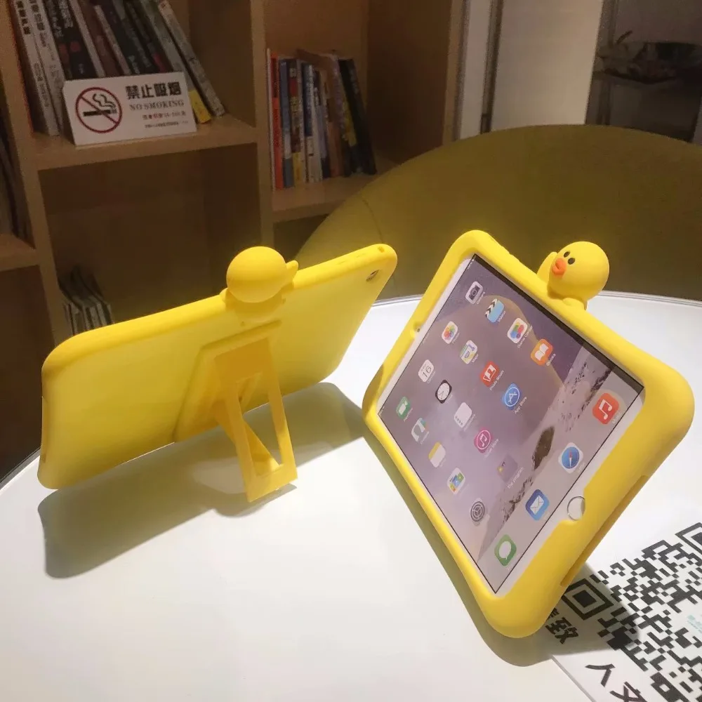 Duck чехол для iPad Pro 9,7 10,5 11 чехол для планшета для iPad 2/3/4 Air 1 2 Mini 1 2 3 4 Мягкий силиконовый чехол-подставка+ ручка