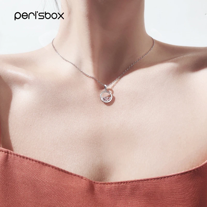 Peri'sbox Клируотер вдохновил кулон ожерелье для женщин 925 пробы серебряные подвески кубический цирконий круг кулон ожерелье s