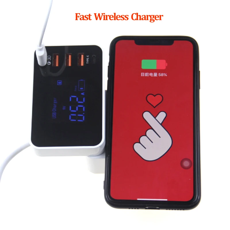 Беспроводное зарядное устройство QI 10 Вт Quick Charge 3 0 многофункциональное USB Type C со