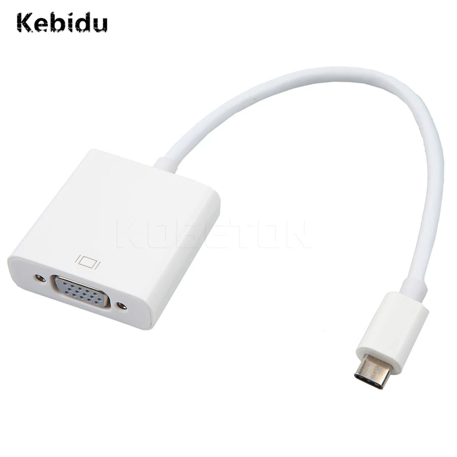 

kebidu USB 3.1 Type-c to VGA Converter Cable Adapter Male to Female Audio Data Cable 10Gbps Reversible for Macbook Newest
