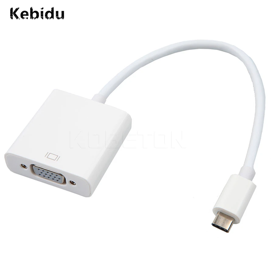 Kebidu новейший USB 3. 0 Type c к VGA преобразователю кабель адаптер штекер гнездо Аудио
