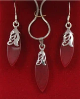 jewelry color natural stone red pendant earring sets