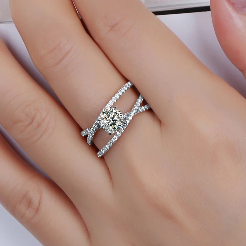 100% 18K 750Au Золотое кольцо Moissanite обручальное d цвет с национальным сертификатом MO