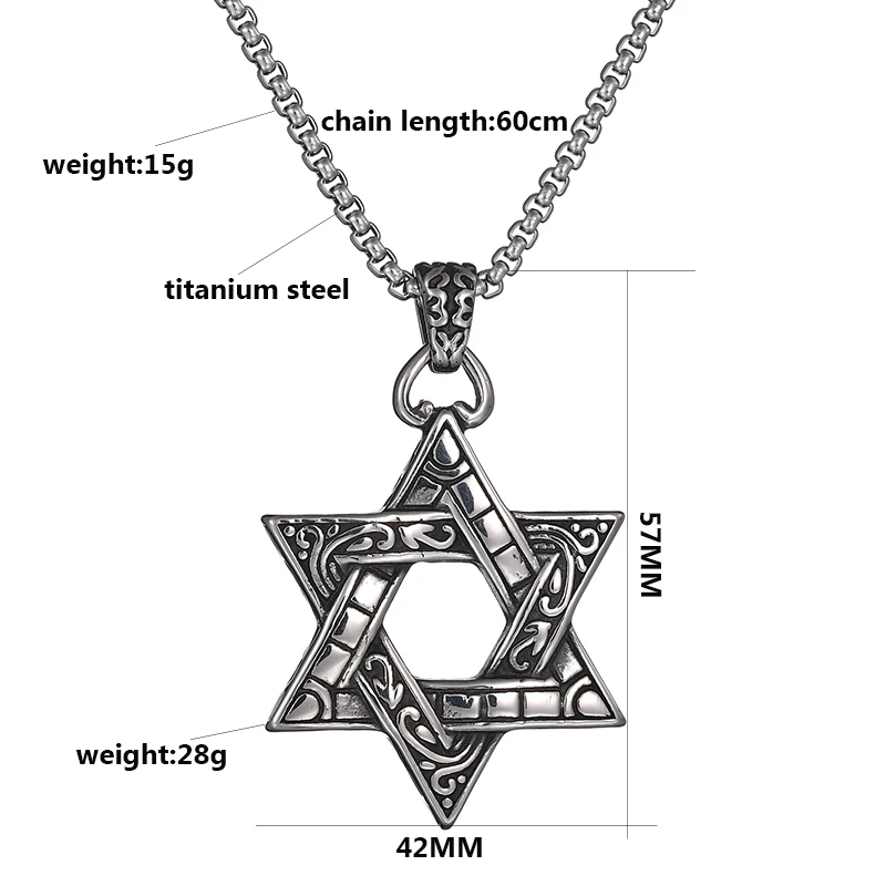 ELSEMODE Magen звезда подвески со звездой Давида Кулон шейный платок для женщин сталь