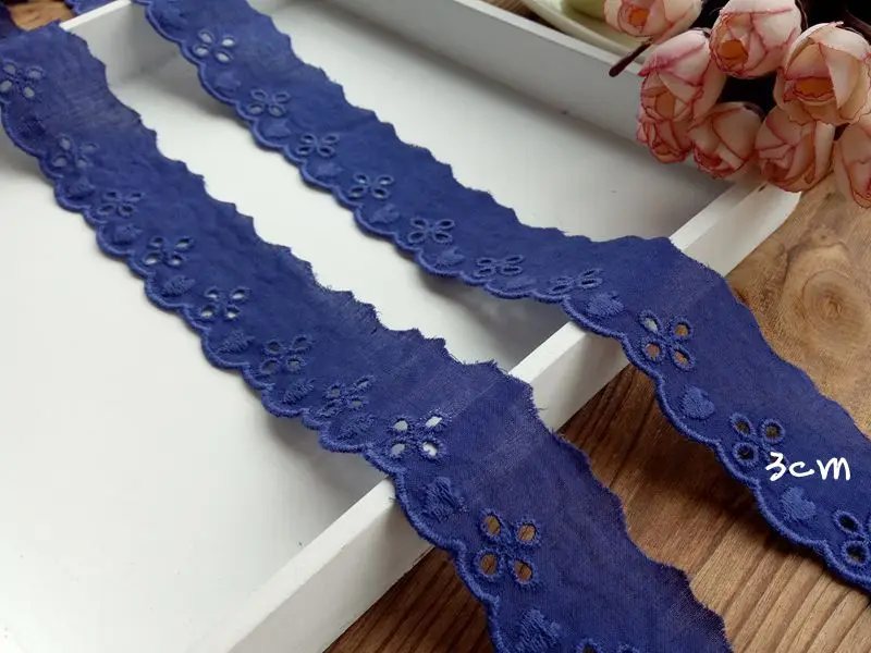 100% cotton lace Fabric furnishing warp knitting Embelishments for cloth or bag Navy Blue Lace Trim DIY Scrapbooking-SSHB | Дом и сад