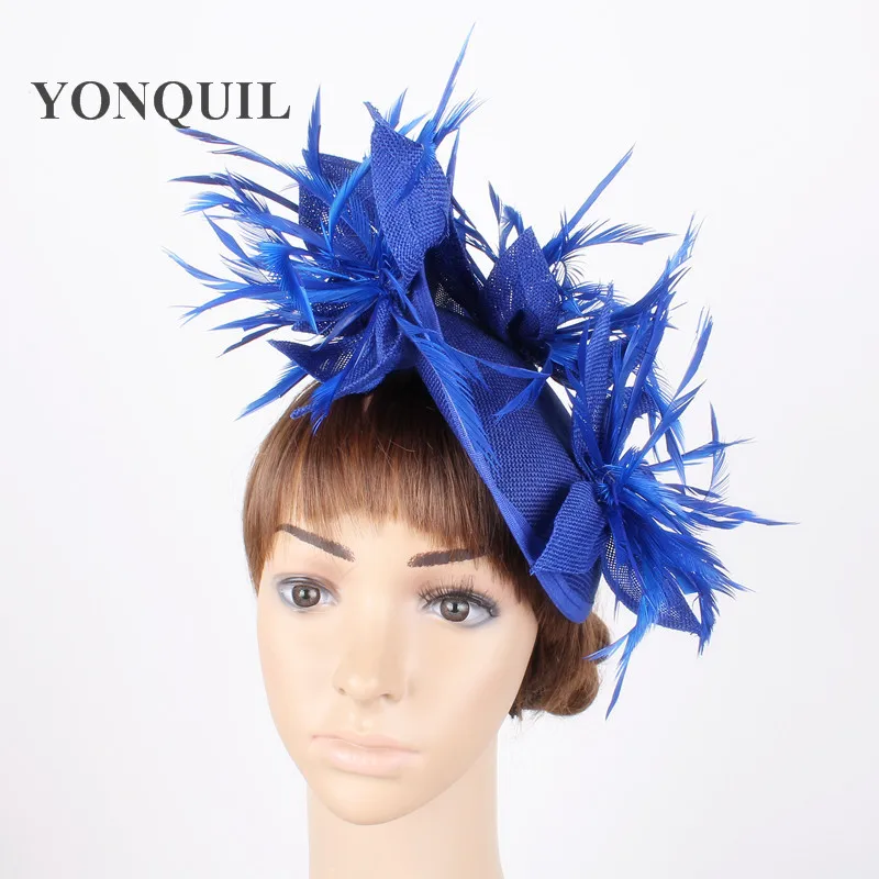 Женская фетровая шляпка синяя для волос свадебная Элегантная головной убор