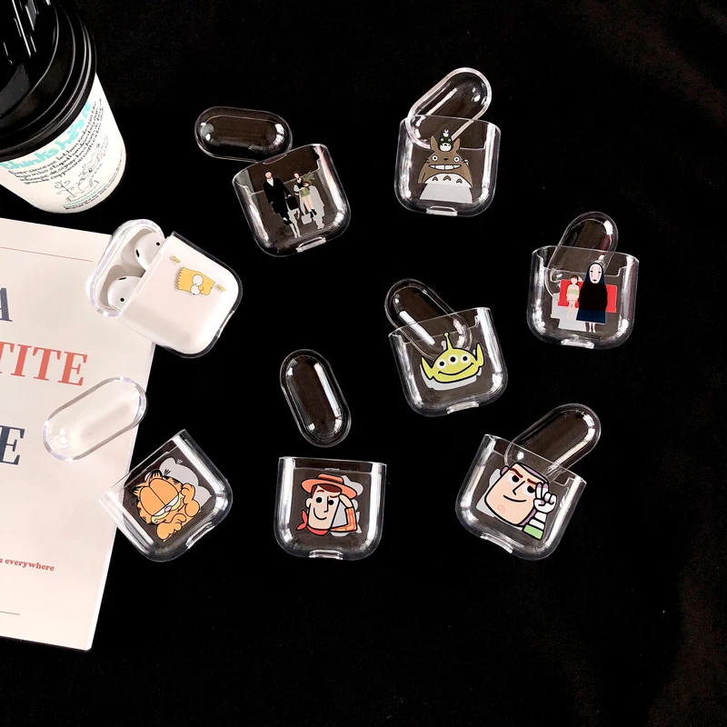 Чехлы для наушников Cartoon Cute Transparent Pure color для Apple Airpods, прочные, прозрачные, из пластика, защитный чехол для Air Pods.