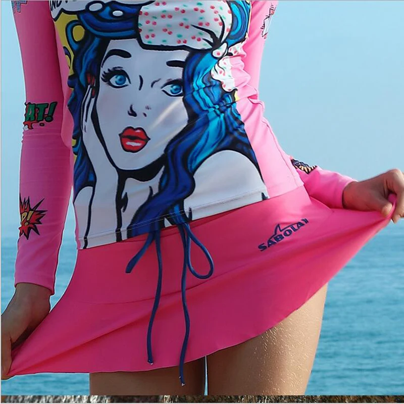 SABOLAY женщины Топы Солнцезащитный Крем Серфинг быстросохнущие одежда костюм юбка