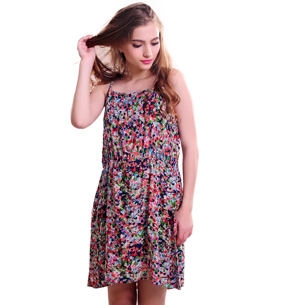 Женское шифоновое платье с цветочным принтом повседневное пляжное без рукавов в