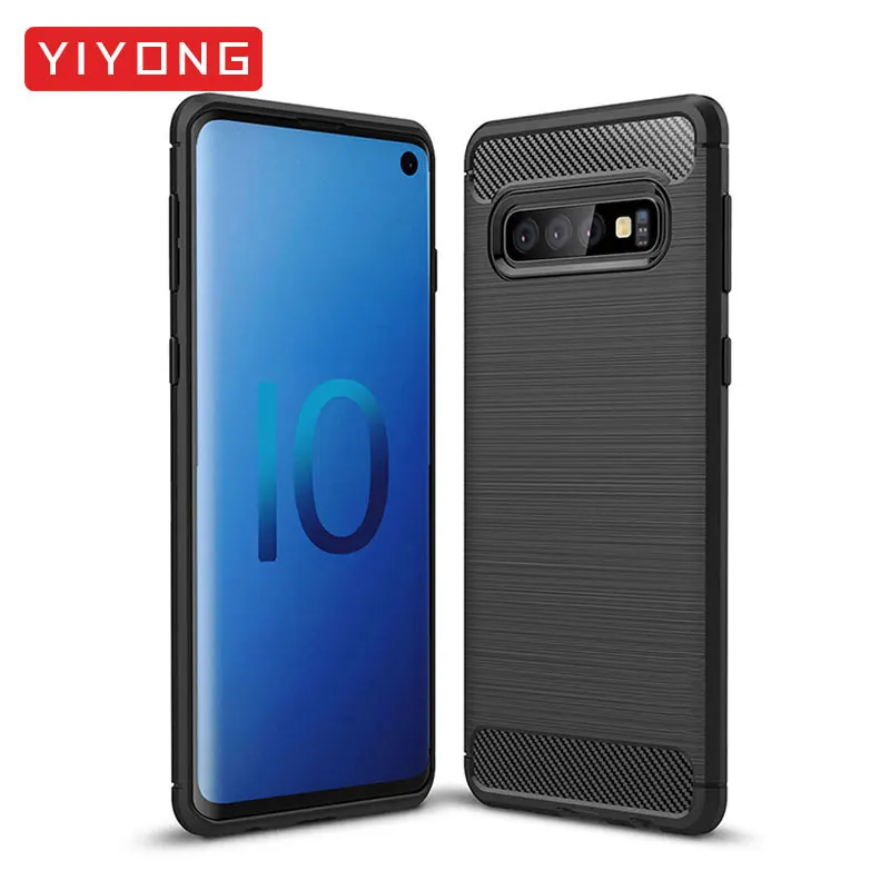 Черный YIYONG силиконовый чехол для samsung Galaxy S10 Plus S10E чехол TPU мягкий чехол для samsung S10 Plus S10E чехол для Galaxy S10 E Plus - Цвет: Черный