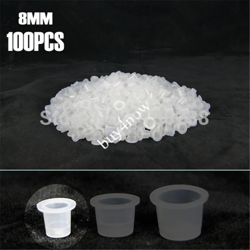 

100X8MM Small Size Premium TATTOO INK Cups plastic Caps Permanent Makeup -Gun Kit Needle Free Shipping Tattoo Supplies