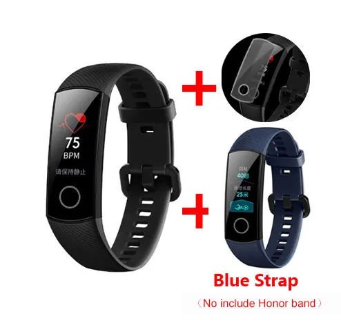Black Add Blue Strap HONOR Band 4 смарт-Браслет фитнес-браслет трекер Водонепроницаемый трекер активности в реальном времени носимые устройства(стандарт - Цвет: Black Add Blue Strap