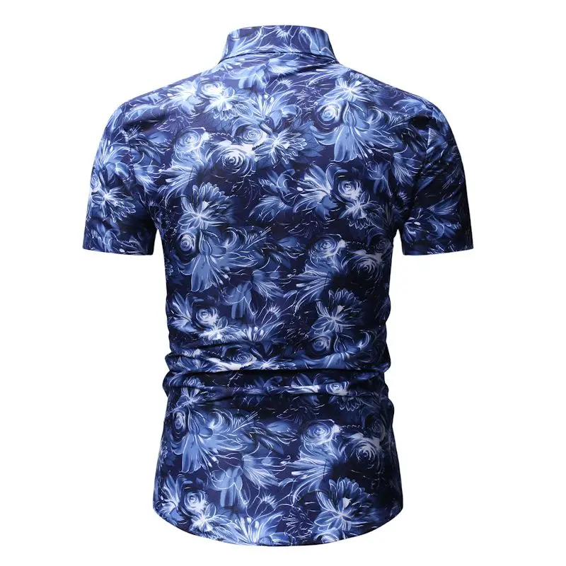 Летняя мужская рубашка с коротким рукавом и цветочным принтом размеры S M L XL XXL XXXL |