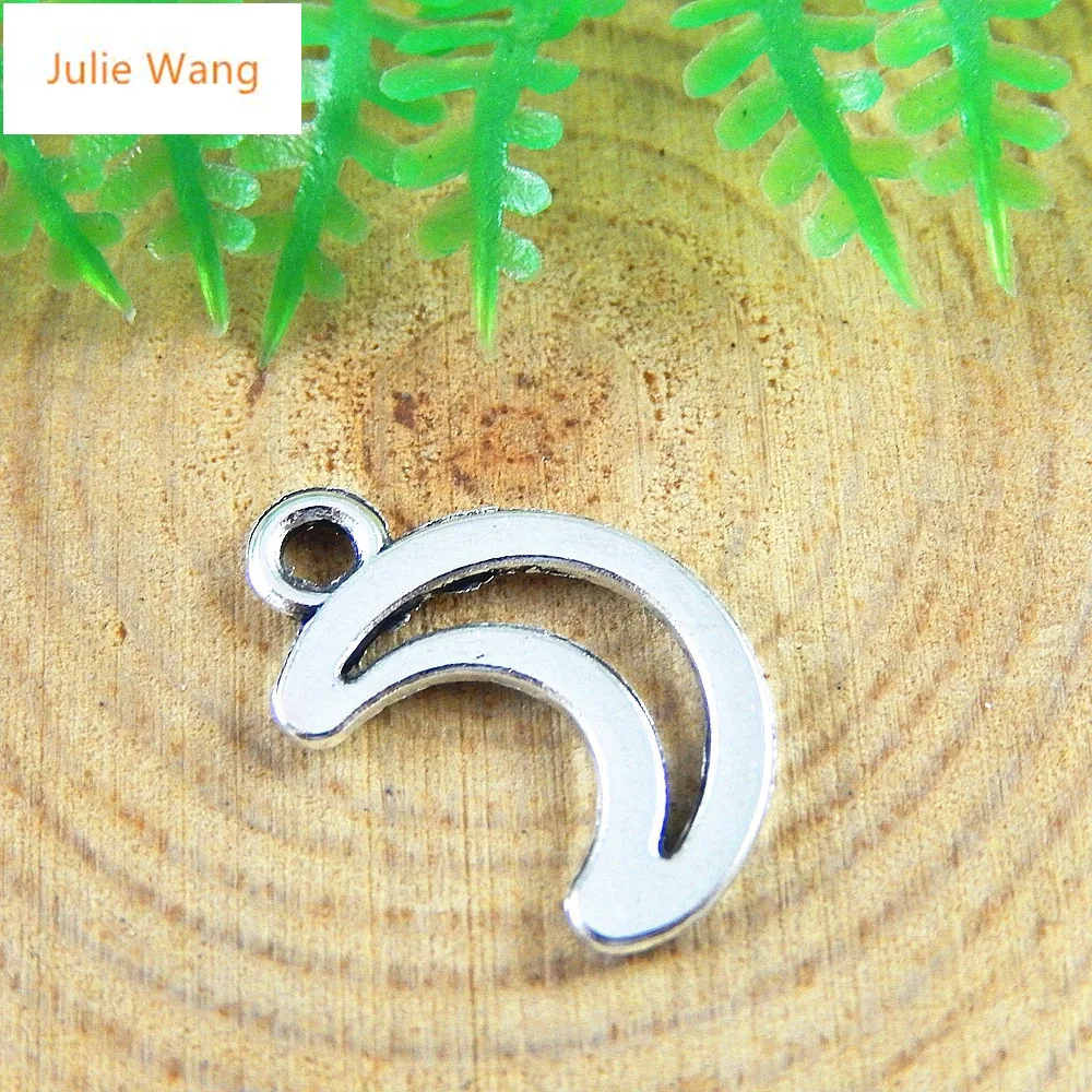 Julie Wang 50 шт. Мини Серебряный цвет сплав полумесяц Подвески кулон ручной работы