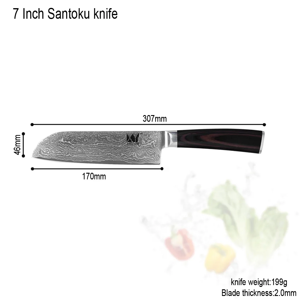 XYJ Brand Knife Holder+ Kitchen Knives Santoku Chef 67 Layers VG10 Damascus Steel Cooking Tools Best Set | Дом и сад