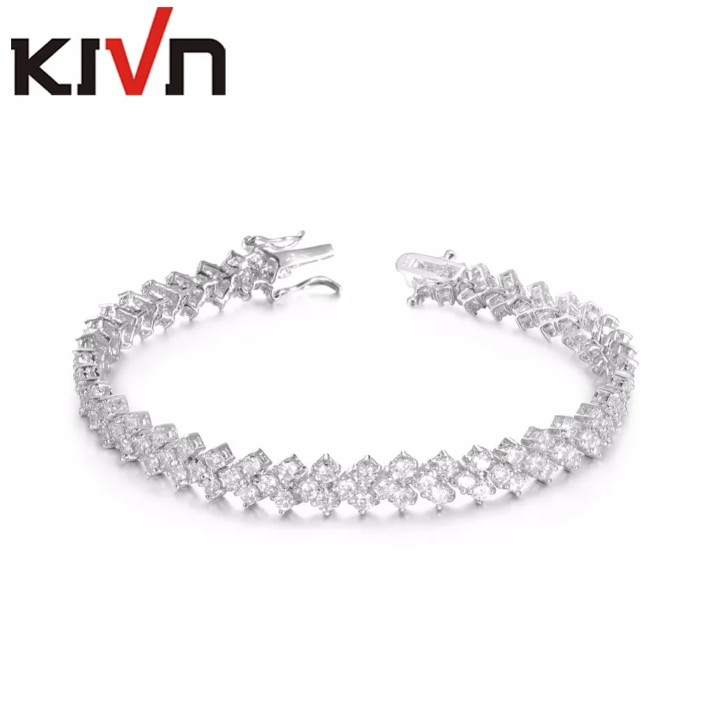 

KIVN Fashion Jewelry Sparking CZ Cubic Zirconia Bridal Wedding Bangle bracelets for Women Mothers Day Birthday Christmas Gifts