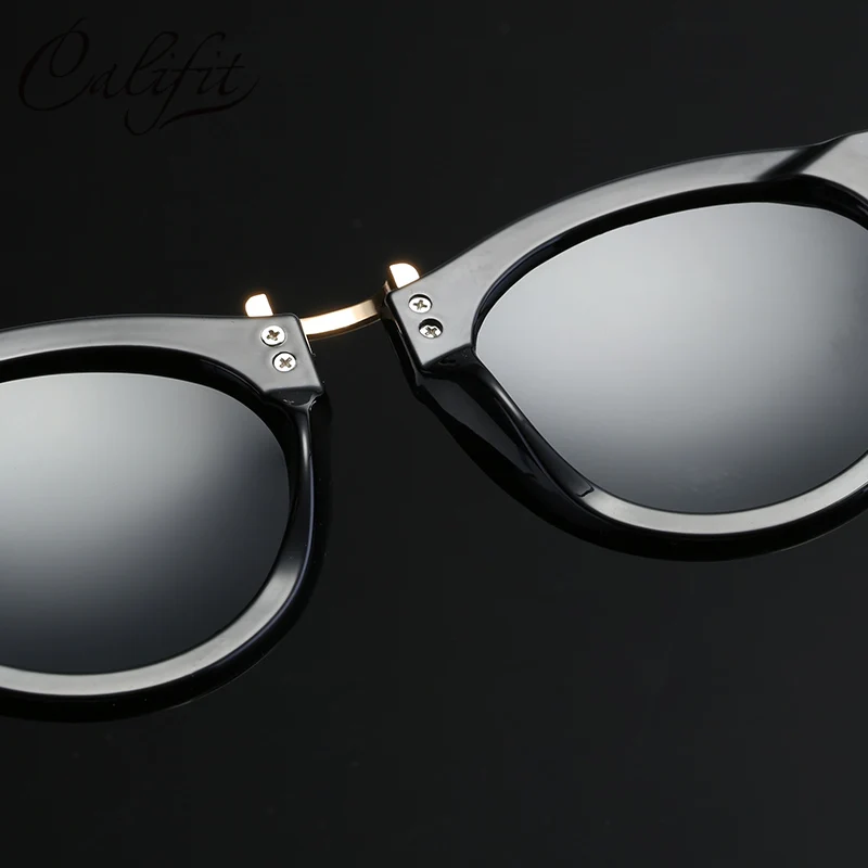 CALIFIT классические круглые зеркальные солнцезащитные очки для женщин высокое