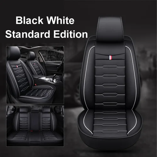 Black white Новые роскошные автомобильные чехлы из искусственной кожи для Toyota Corolla Camry Rav4 Auris Prius Yalis Avensis SUV автомобильные аксессуары для интерьера - Название цвета: Black white