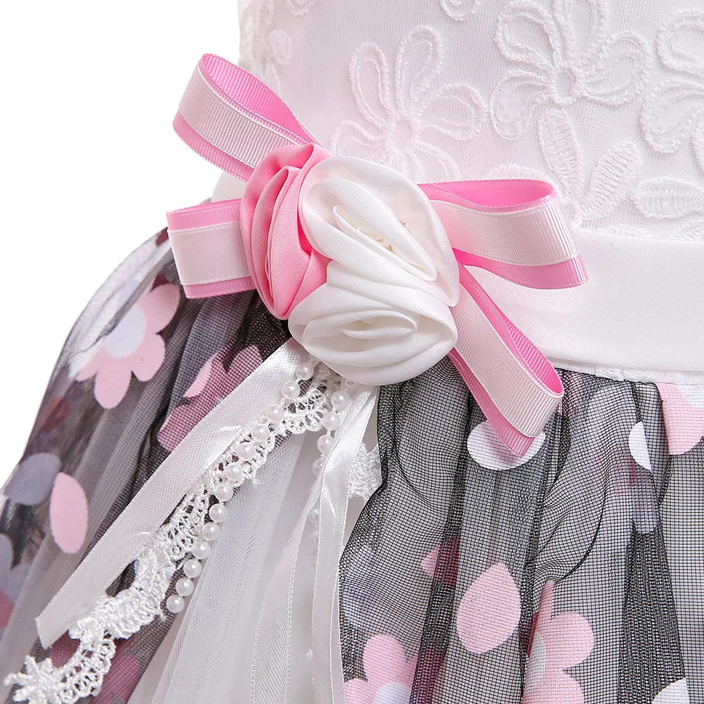 Flower Girl Dresses lace long Tailing Pageant Summer princess Children 3-10yrs Wedding Party Birthday Tutu Dress clothing | Детская