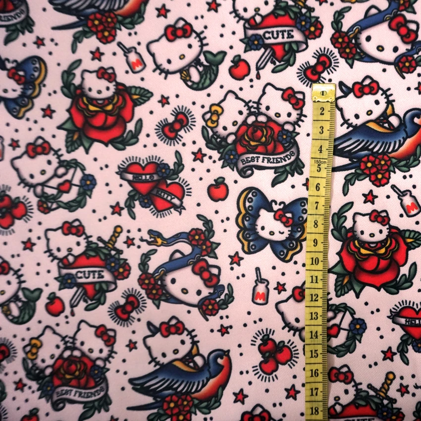 Японский хлопок полиэфирная саржа ткани материал мультяшная ткань с надписью