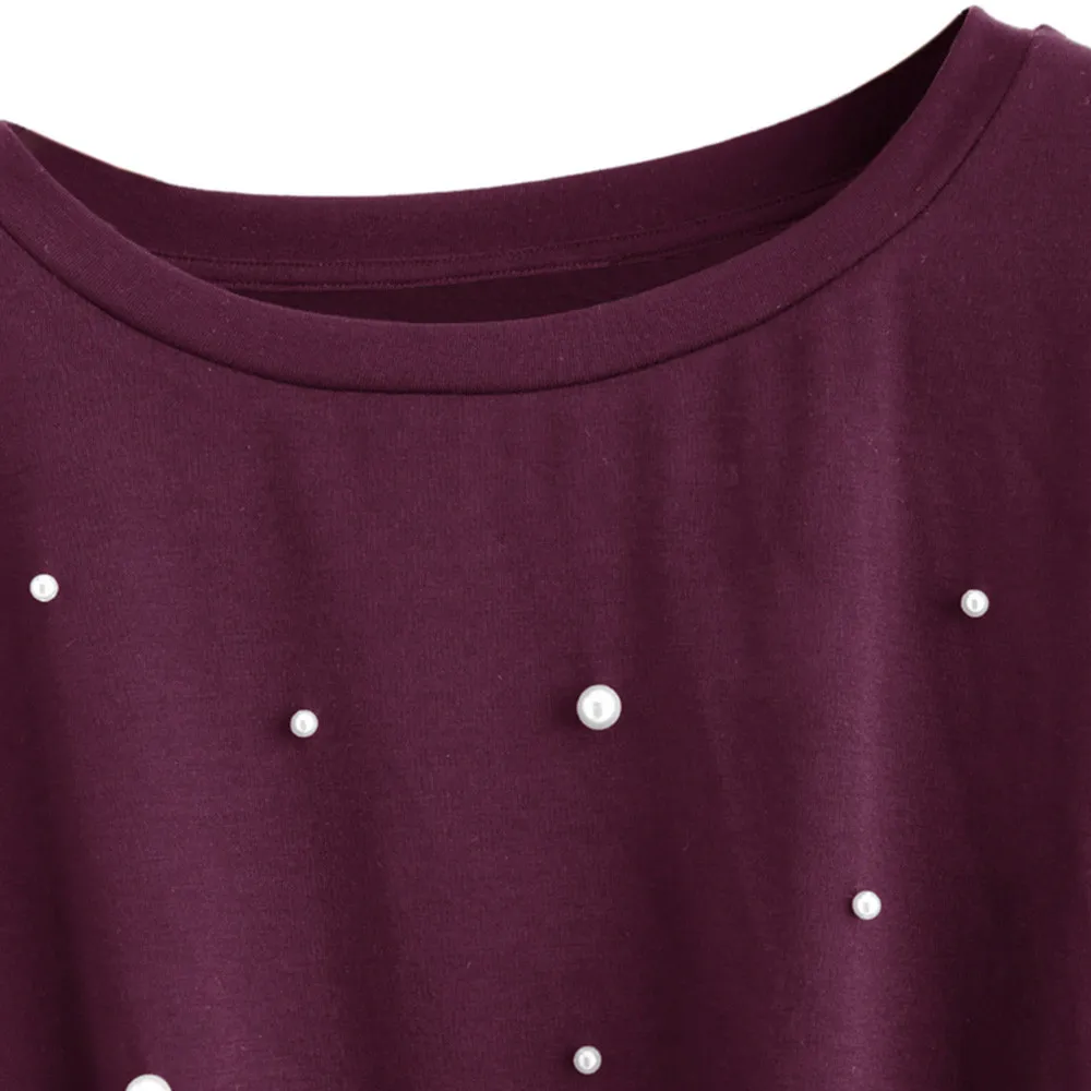 Женская футболка с круглым вырезом повседневная Однотонная и длинными рукавами