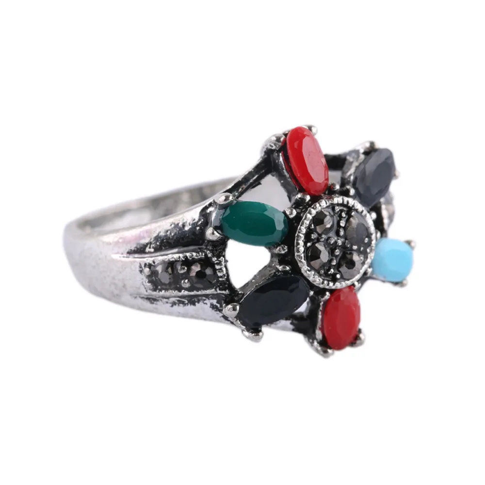 EVBEA роскошное серебряное широкое кольцо женские кольца с цветком и модное