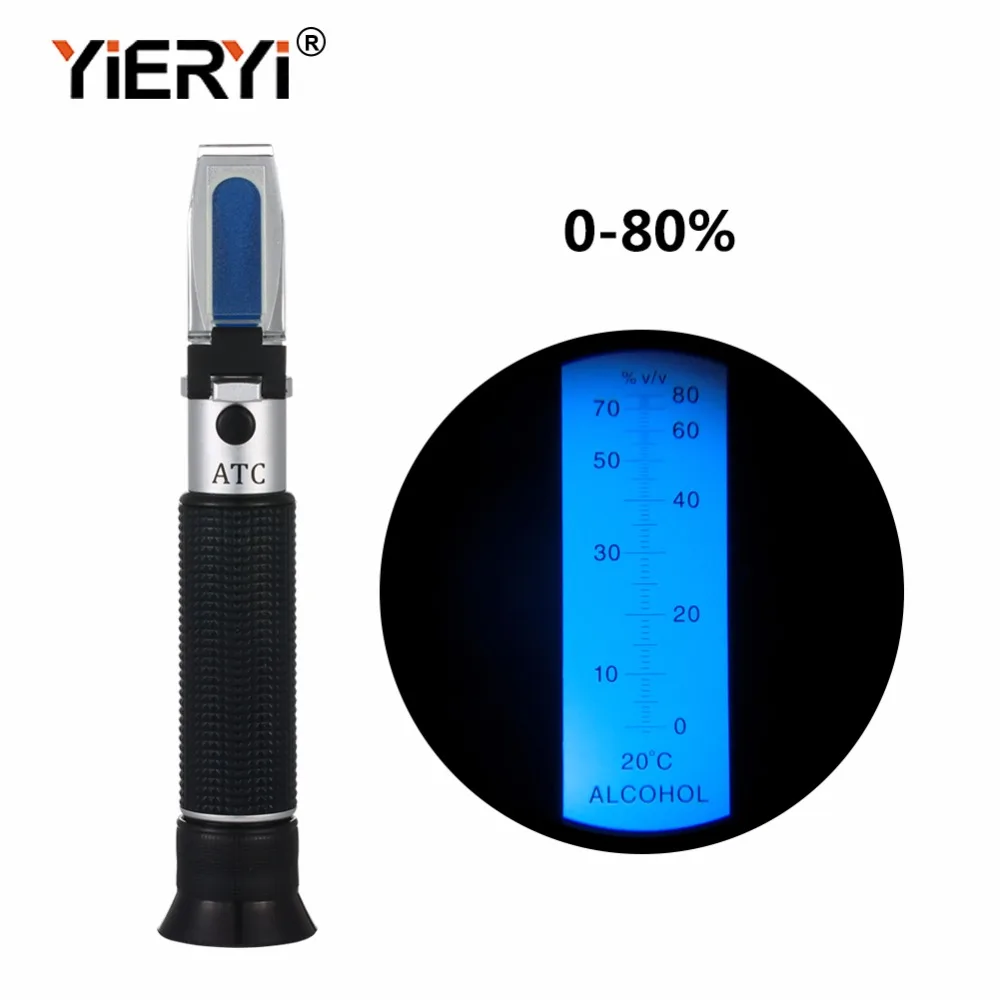 Портативный рефрактометр yieryi спиртовой 0 80% в/в|portable refractometer|atc refractometerrefractometer atc |