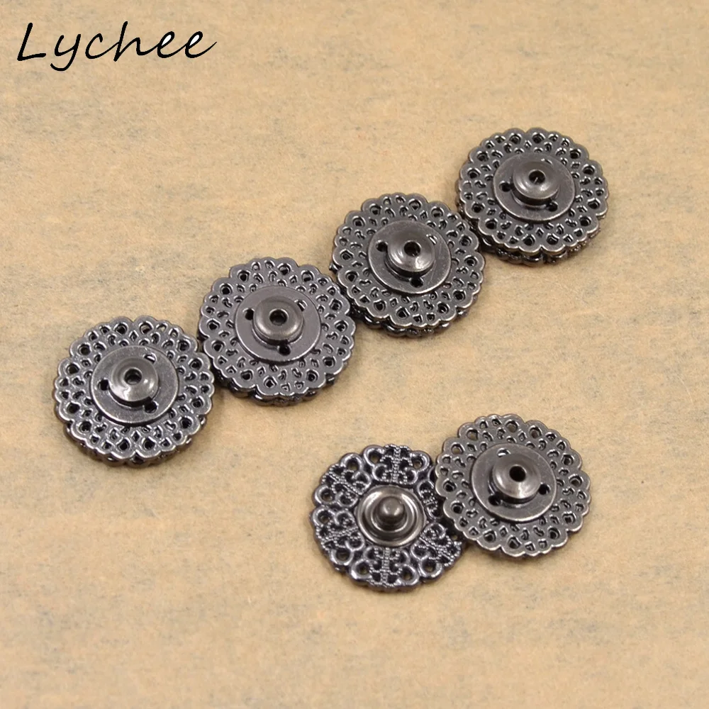 Lychee 5 шт. 21 мм Цветок круглой формы полые металлические кнопки для женщин DIY ремесло одежда украшения дома пуговицы