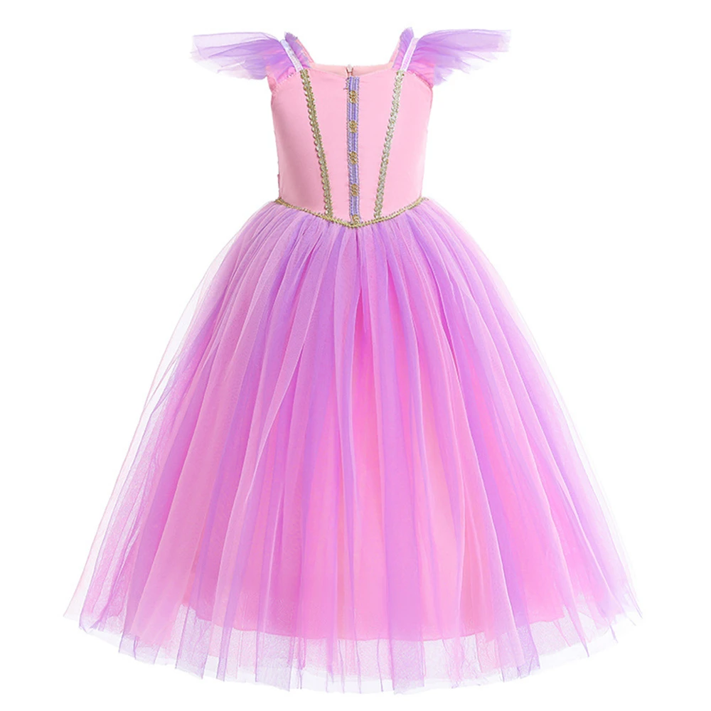 2019 Bebe/розовое платье принцессы Ариэль для девочек Детский костюм Рапунцель